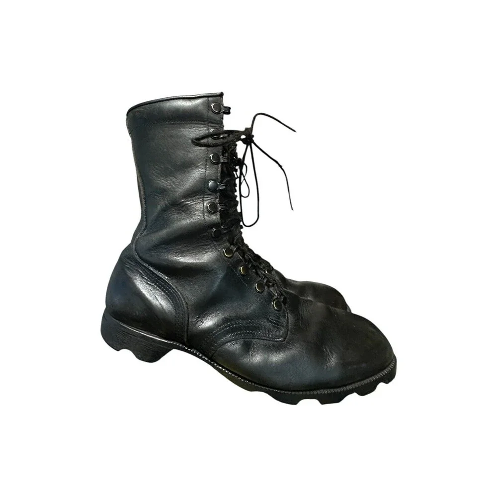 RO-Search Military Combat Boots 10 R Vintage 1985 Black Leather USA Lace Jungle